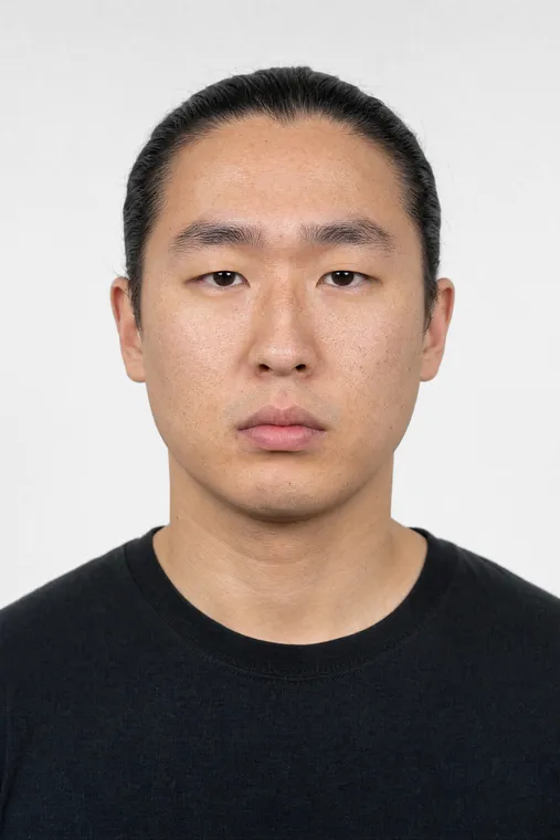 A front-facing photo being measured